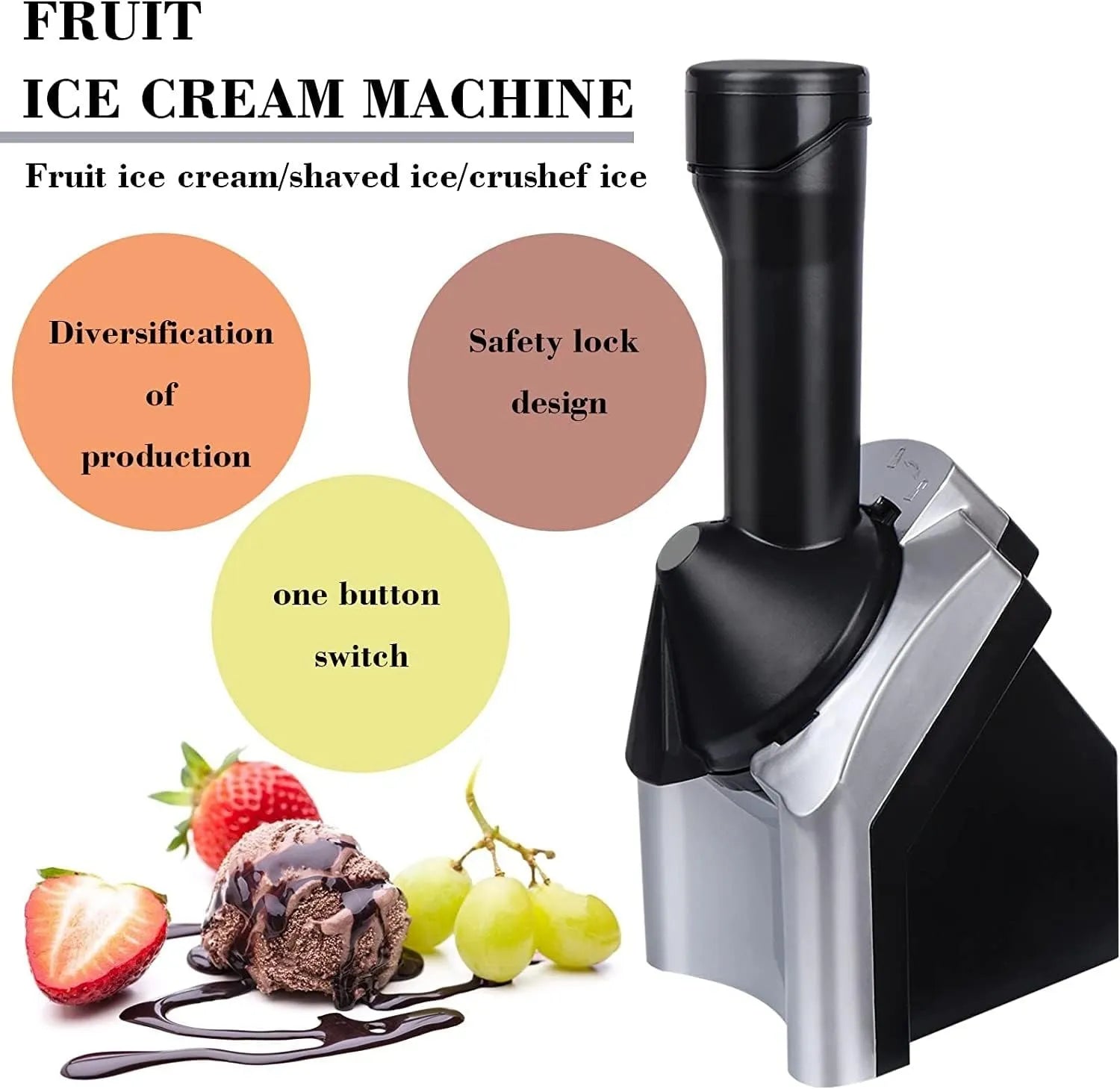 Electric Frozen Fruit Dessert Maker – Make Healthy Ice Cream, Sorbet & Smoothies at Home Easily