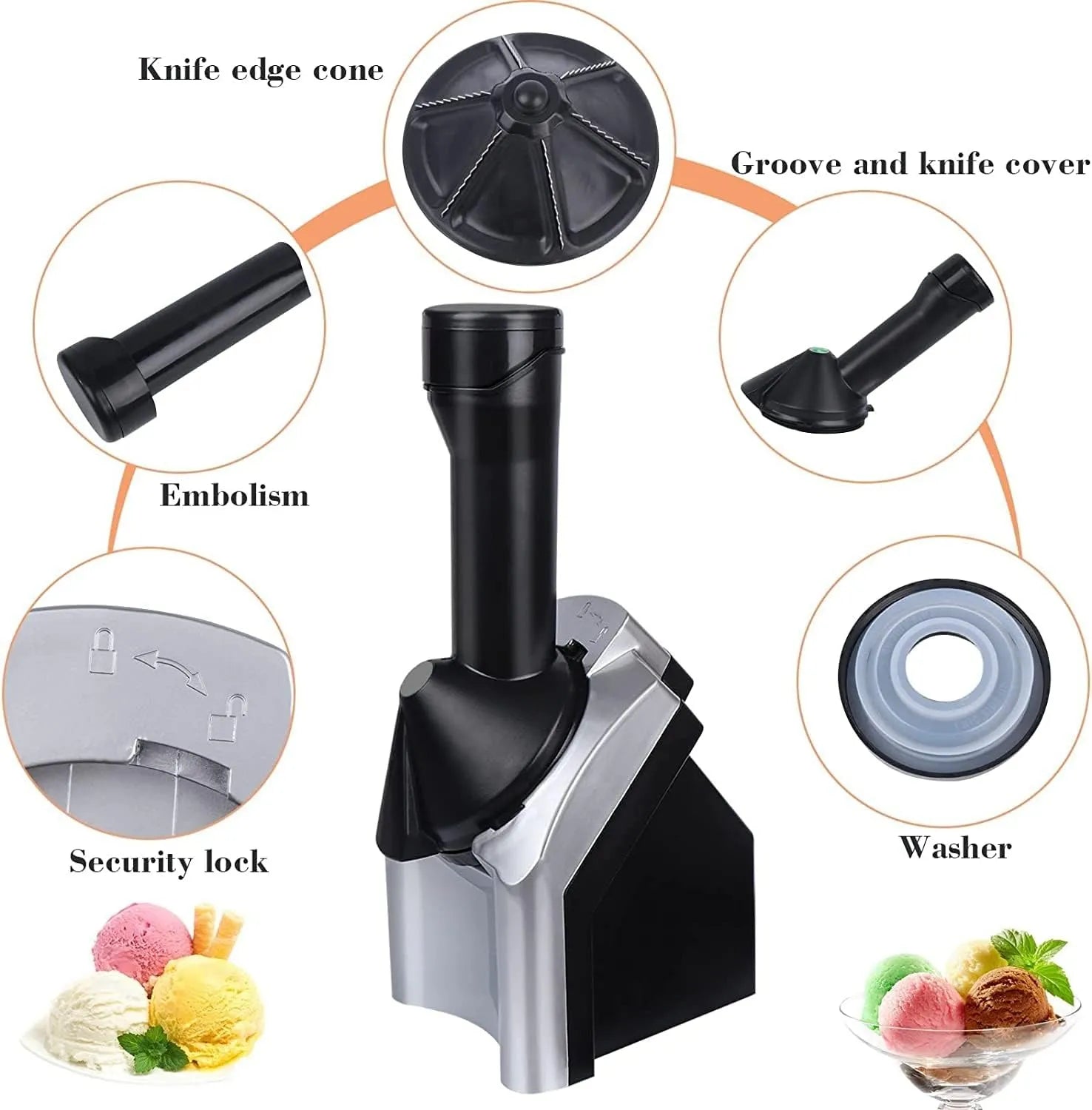 Electric Frozen Fruit Dessert Maker – Make Healthy Ice Cream, Sorbet & Smoothies at Home Easily
