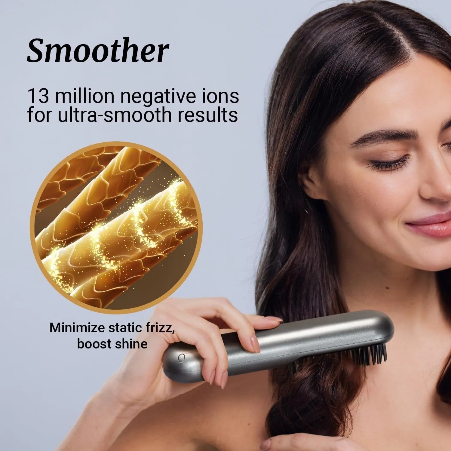 Digital Hair Straightening Brush – Fast Heating Ionic Styler with LCD Display for All Hair Types