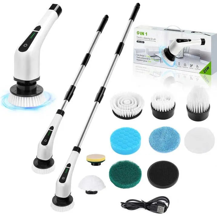 Electric Spin Scrubber With 9 in 1 Replaceable Brush Head