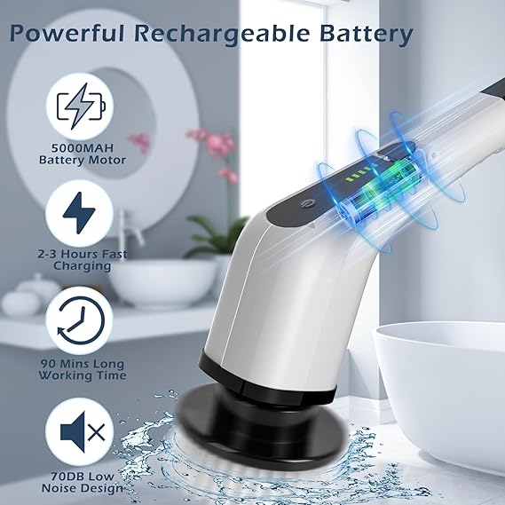 Electric Spin Scrubber With 9 in 1 Replaceable Brush Head