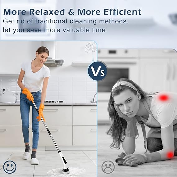 Electric Spin Scrubber With 9 in 1 Replaceable Brush Head