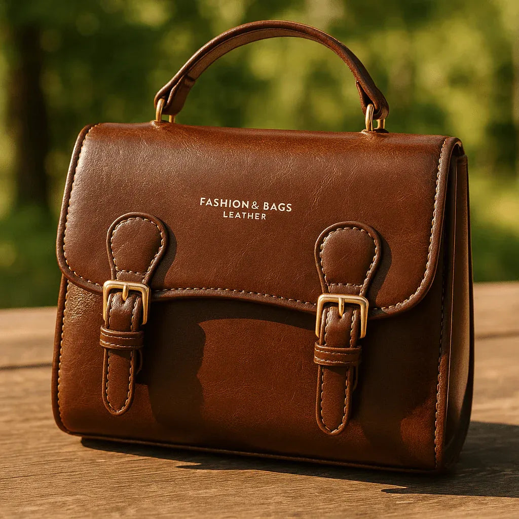 Polished Leather Fashion Bag  *light and dark brown*