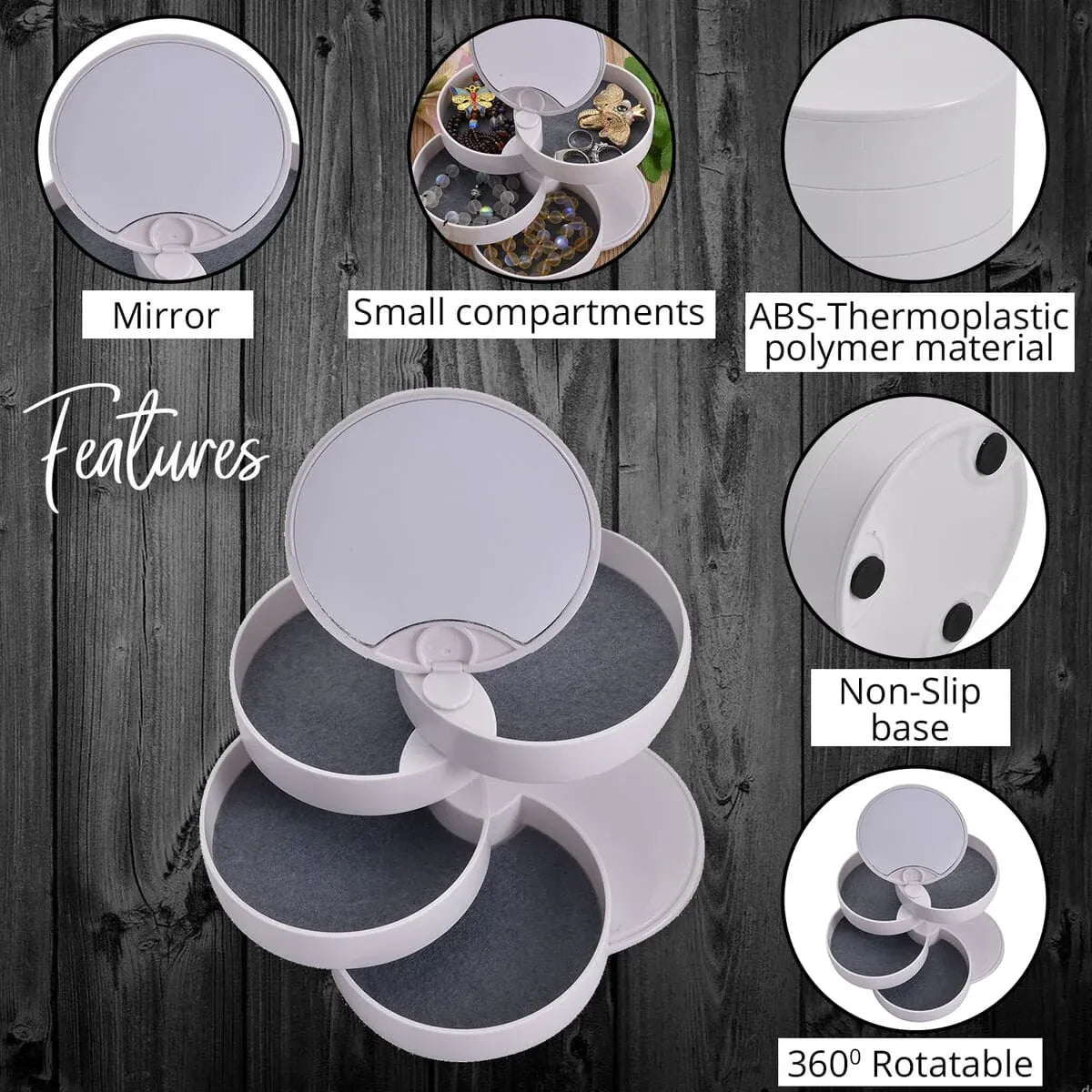 360° Rotating Jewelry Organizer – Chic & Handy